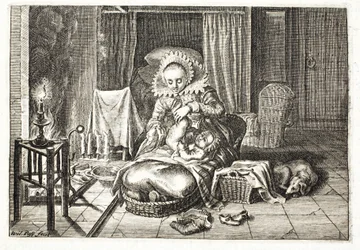 Changing a baby, illustration fra 